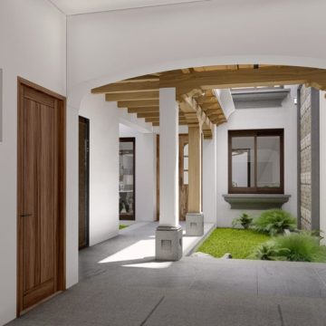 House under construction in a condominium in Antigua Guatemala